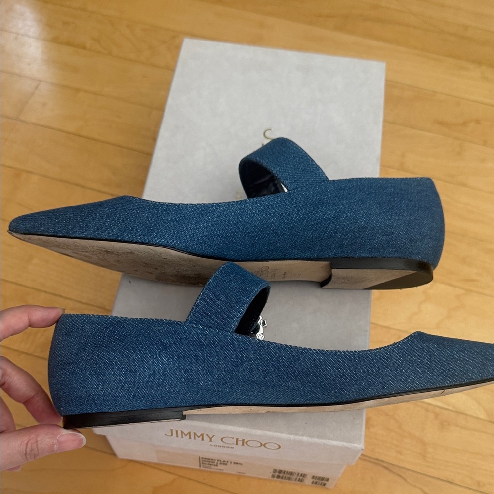 Jimmy Choo Cheri Flat in Denim Blue - Picture 6 of 6